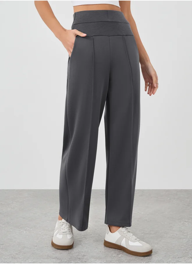 ستايلي Styli Wide Waistband Joggers with Pintuck Detail