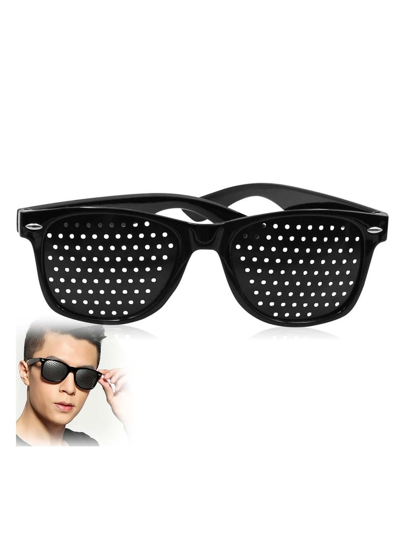 SOLARAE Pinhole Glasses Raster-Brille Loch-Brille for Improving Vision Training und Entspannung Black Unisex Eyesight Strengthening Pinhole Glasses - Image 1