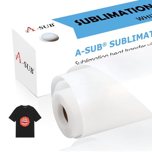 A-SUB Sublimation HTV for Dark and Light Fabric, 12" X 10FT Matte Sublimation Vinyl, White HTV Vinyl for Sublimation on Cotton Fabric - T-Shirt, Pillow, Bag - Image 1
