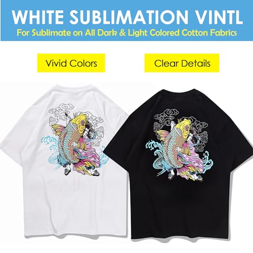 A-SUB Sublimation HTV for Dark and Light Fabric, 12" X 10FT Matte Sublimation Vinyl, White HTV Vinyl for Sublimation on Cotton Fabric - T-Shirt, Pillow, Bag - Image 3