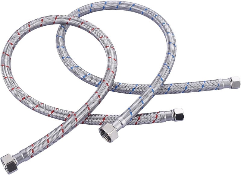 ALEASHA 30'' Faucet Supply Line Bathroom Kitchen cUPC Faucet Hose with G1/2" FIP x 3/8" Compression Water Faucet Hose Stainless Steel Braided Sink Hose Connector 2 PCS - Image 1