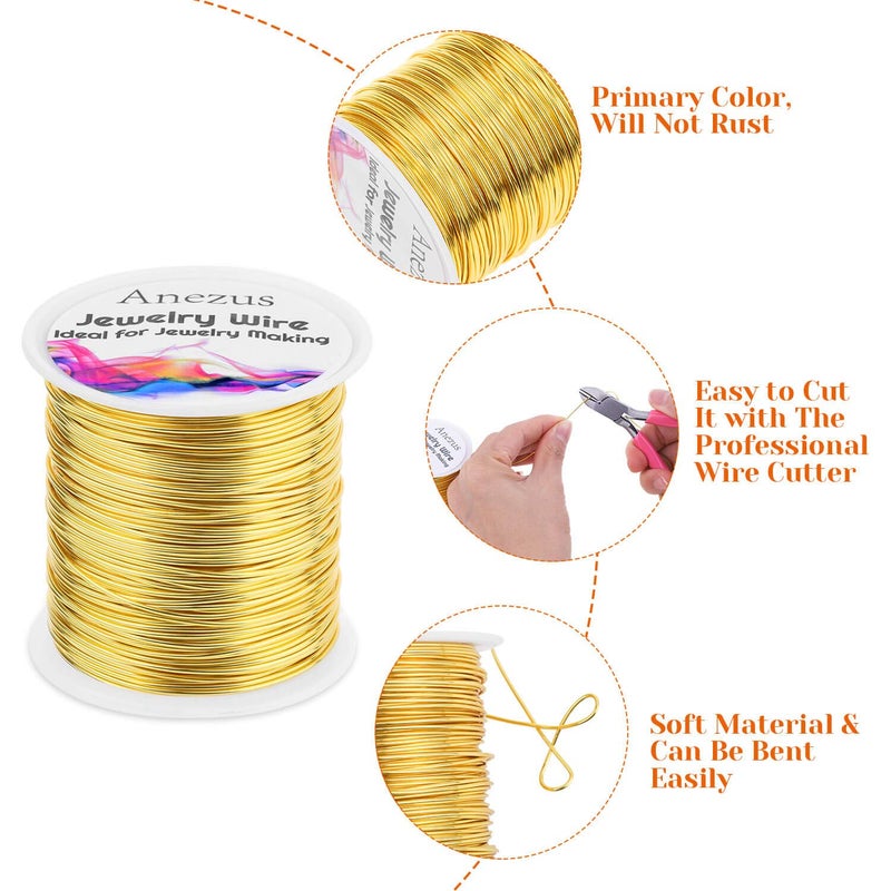 anezus 20 Gauge Jewelry Wire, 28 Yards Craft Wire Tarnish Resistant Copper Beading Wire for Jewelry Making Supplies and Crafting(Gold) - Image 3