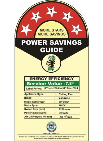 zunpulse zunpulse Fabulo 5 Star 1200 mm BLDC Motor with Remote 3 Blade Ceiling Fan White Pack of 1  - Image 2