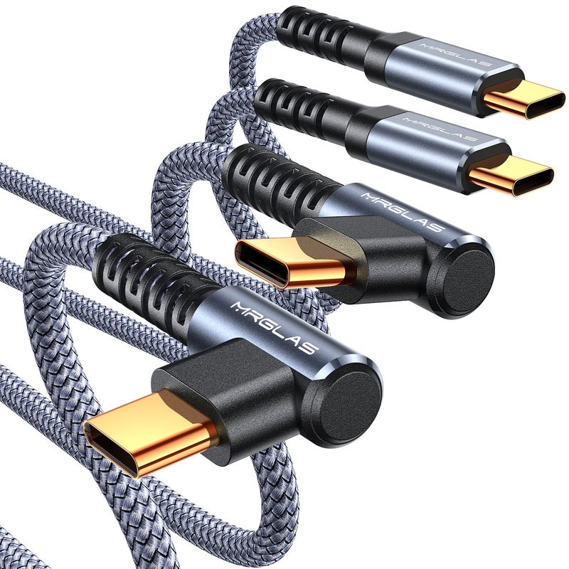 MRGLAS USB C to USB C Cable 60W 3.2A [2-Pack, 6.6+6.6FT] Type C Charger Fast Charging Cable Right Angle Gold-Plated Nylon Braided Cord for iPhone 16 Pro Max 15 Plus Samsung S25 S24 S23 iPad MacBook - Image 1