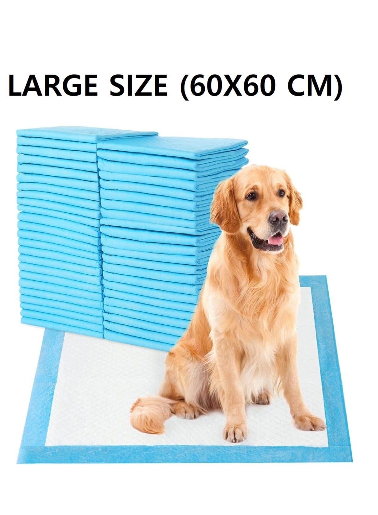 Disposable Absorbent Quick Drying Leak-Proof Pee Pads, Disposable Training Pads For Pets with 5 Highly Absorbent Layers, Puppy Pads For Potty Training For Pets 60X60cm, Pack of 40 Pieces