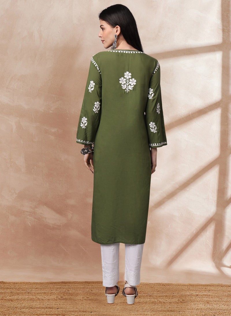 الايا كورتا مودال شيكانكاري مطرزة يدويًا- AL4013  - Image 2