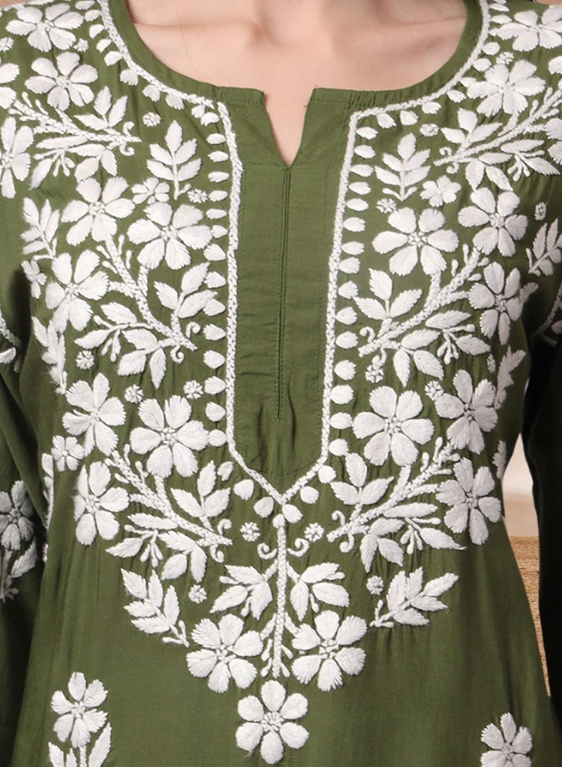 Alaya Hand Embroidered Chikankari Modal Kurta- AL4013