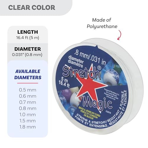 Stretch Magic Elastic Beading Cord – Clear Color, 0.8mm in Diameter, 5-Meter (16.4 ft) - Easy to Knot, Strong & Stretchy String for Making Beaded Jewelry - Image 3