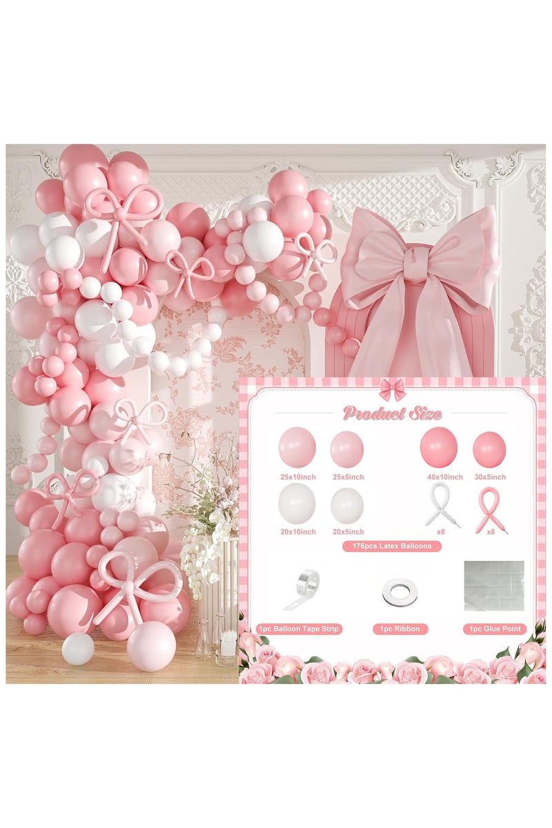 JAYATO 176 PCS Pink Bow-knot Latex Balloon Set - Wedding Party Decoration Balloon Set for Birthday Party, Best Gifts for Girls - Image 1