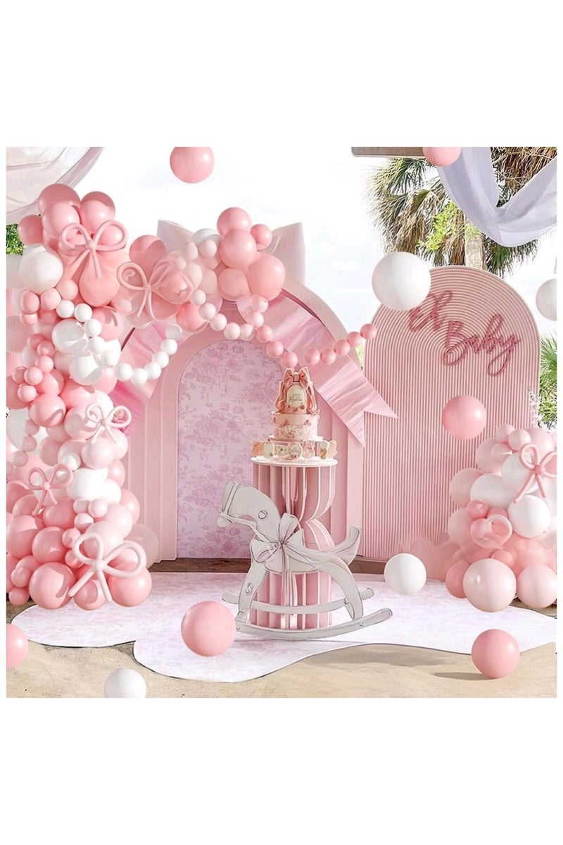 JAYATO 176 PCS Pink Bow-knot Latex Balloon Set - Wedding Party Decoration Balloon Set for Birthday Party, Best Gifts for Girls - Image 2