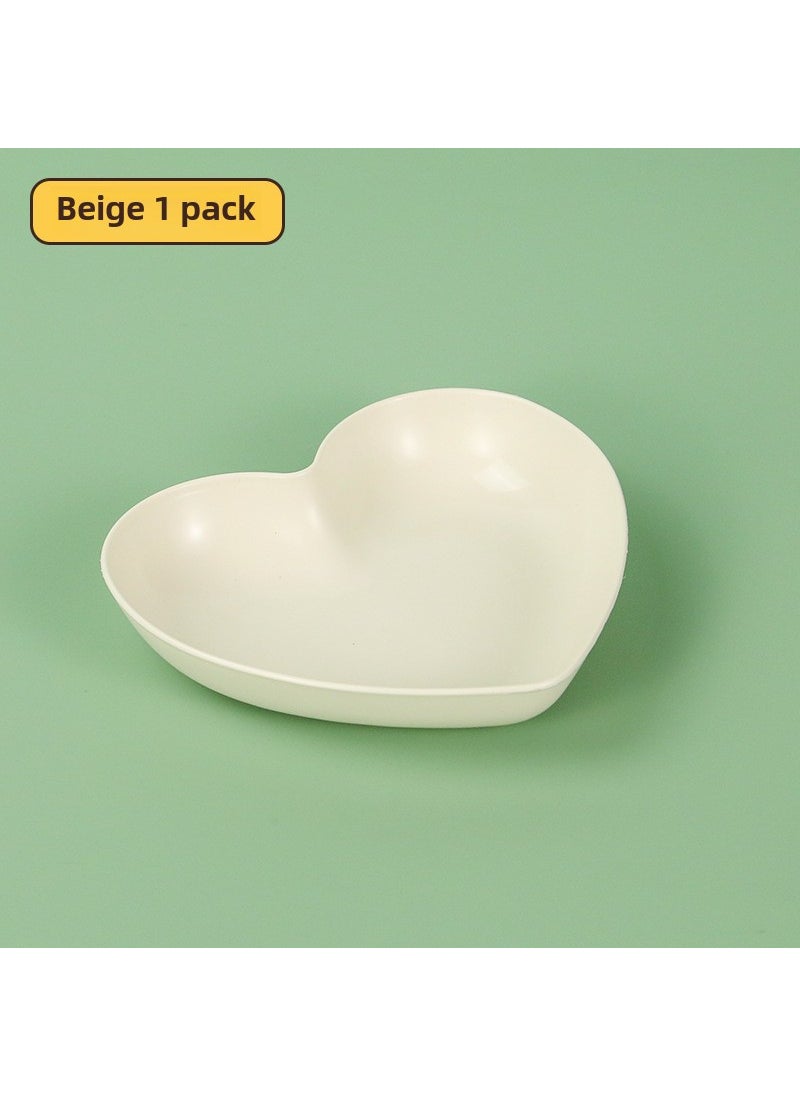 Generic Wheat Straw Heart-Shaped Snack Plate 1 piece of love plate (off-white) 