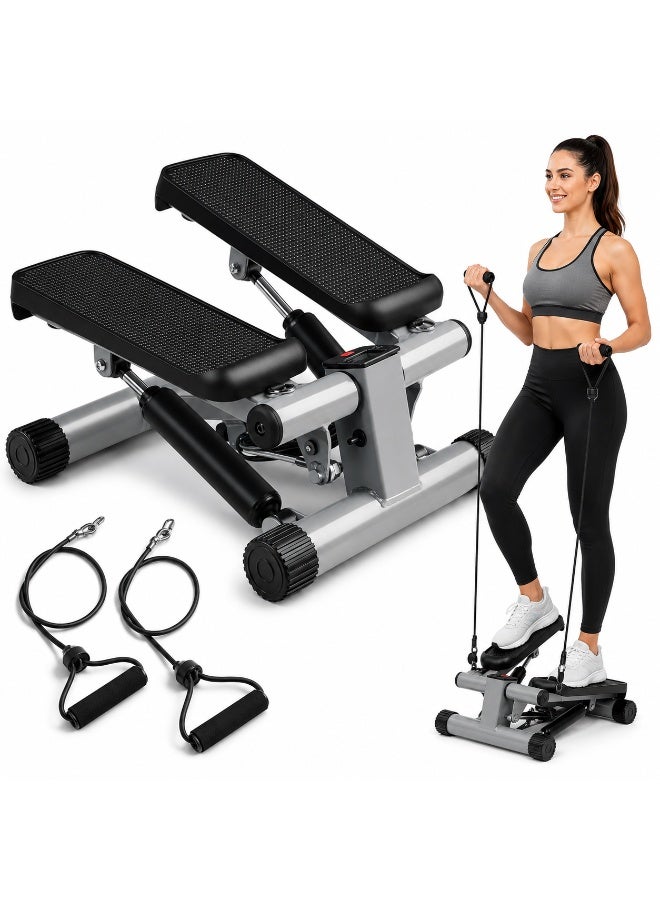 Health & Fitness Mini Steppers for Exercise at Home, Stair Step Workout Machine with Resistance Bands, Full Body Cardio Equipment - Image 1
