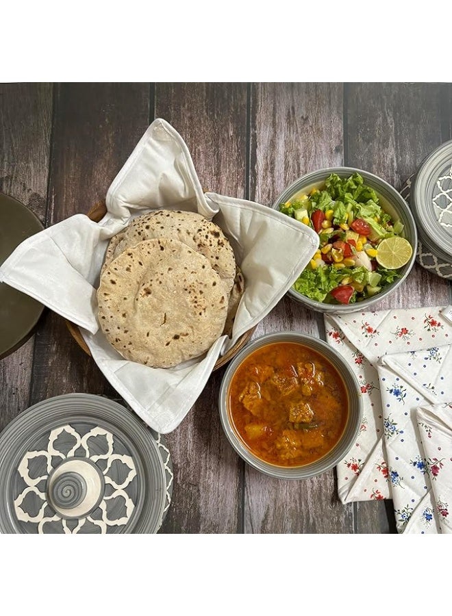 TheHandikrafts Set of 5 Roti Chapati Cover 100% Cotton Traditional Roti Rumals Tortilla Covers - Image 2