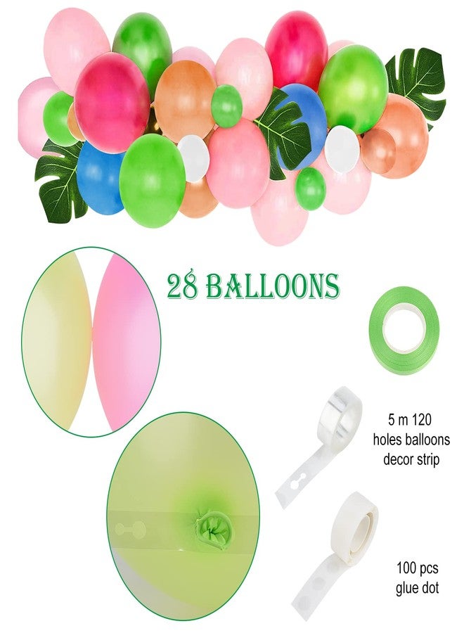 TOONEV Tropical Luau Party Decoration Pack Hawaiian Beach Theme Party Flamingo Pineapple Décors Multi Scene Luau Party Supplies (135pcs) Happy Birthday & Aloha Felt Banner Table Skirt Disposable Tablecloth - Image 5