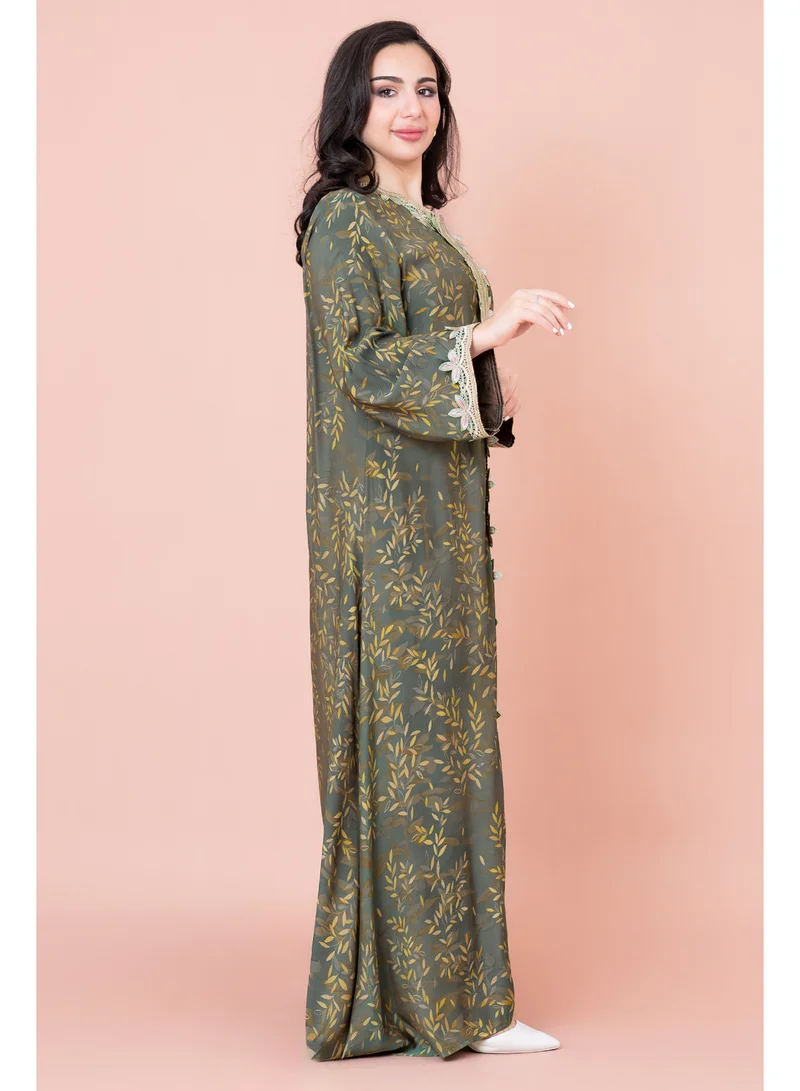 IKKXA Modern Embroidered Printed Jalabiya