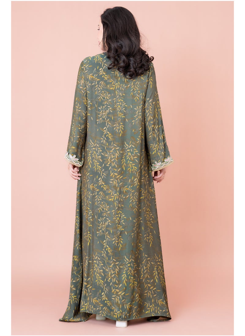 IKKXA - Modern Embroidered Printed Jalabiya - Image 1
