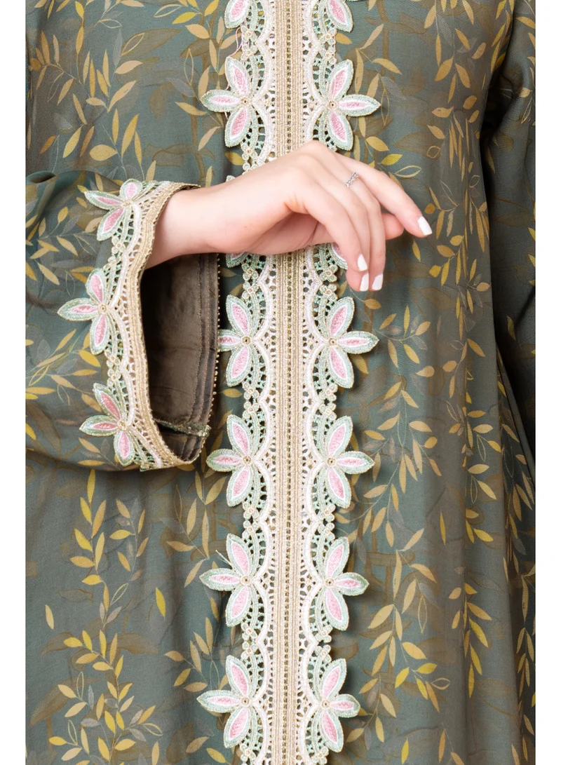 IKKXA Modern Embroidered Printed Jalabiya