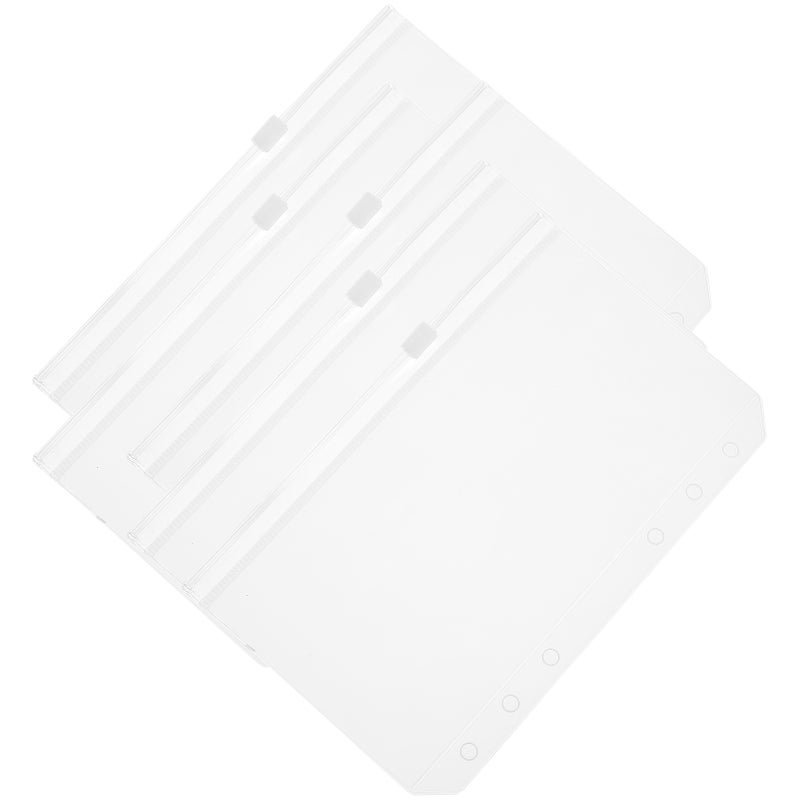 5Pcs Loose Leaf Zipper Pockets Binder Pockets Transparent Binder Pouch Folders Six-holes Binder Bags - Image 1