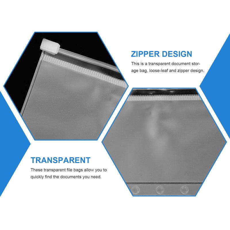 5Pcs Loose Leaf Zipper Pockets Binder Pockets Transparent Binder Pouch Folders Six-holes Binder Bags - Image 5