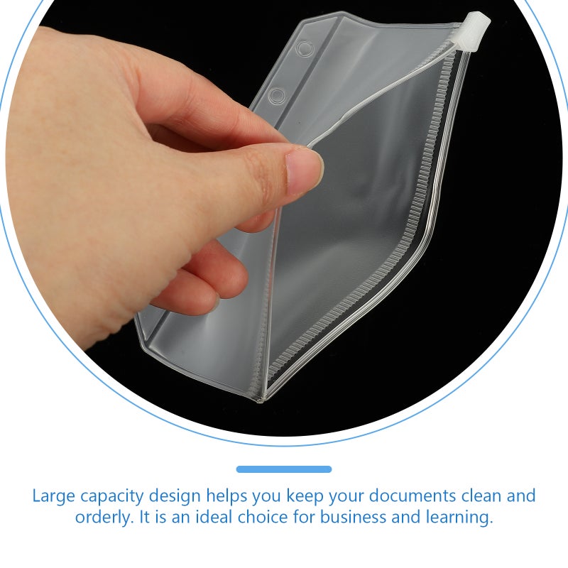 5Pcs Loose Leaf Zipper Pockets Binder Pockets Transparent Binder Pouch Folders Six-holes Binder Bags - Image 3