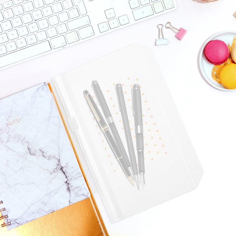 5Pcs Loose Leaf Zipper Pockets Binder Pockets Transparent Binder Pouch Folders Six-holes Binder Bags - Image 4