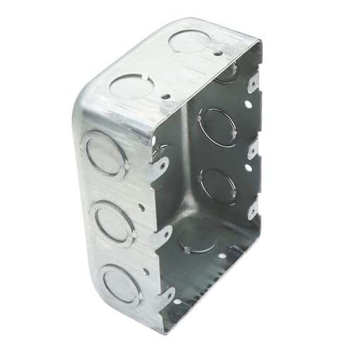 Qlvily 1 Pack Three Gang Multi Device Switch Box, 5.8" L X 4.1" W, 2.2" Deep Metal Electrical Box, 6-TKO's & 4-1/2"KO's Side KO, 2-1/2" & 2-3/4" Bottom KO, Raised Gound Hump, Galvanized - Image 1