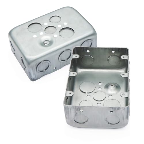 Qlvily 1 Pack Three Gang Multi Device Switch Box, 5.8" L X 4.1" W, 2.2" Deep Metal Electrical Box, 6-TKO's & 4-1/2"KO's Side KO, 2-1/2" & 2-3/4" Bottom KO, Raised Gound Hump, Galvanized - Image 3