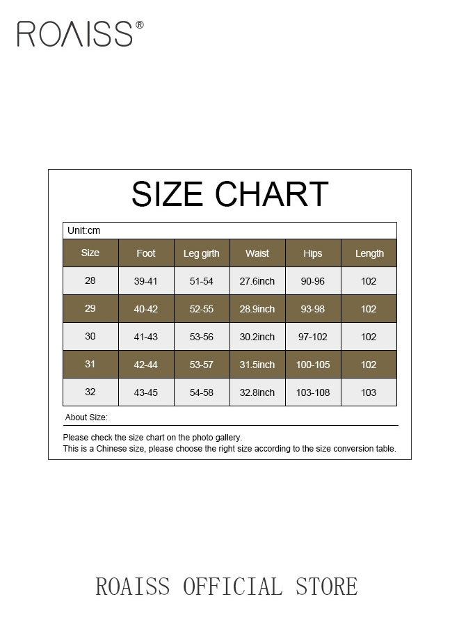 roaiss - High Waist Wide Leg Pants for Women Pure Cotton Corduroy Soft Elastic Trousers Ladies Mom's Slant Pocket Long Pants Casual Plain New Arrival Trendy Straight Baggy - Image 1