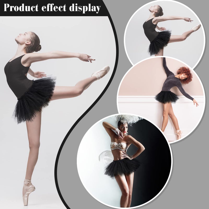 Zhanmai 2 Pack Tutu Skirt Women Adult Classic Elastic 5 Layered Short Tulle Skirt 80's Dance Carnival Costume for Lady (Black) - Image 5