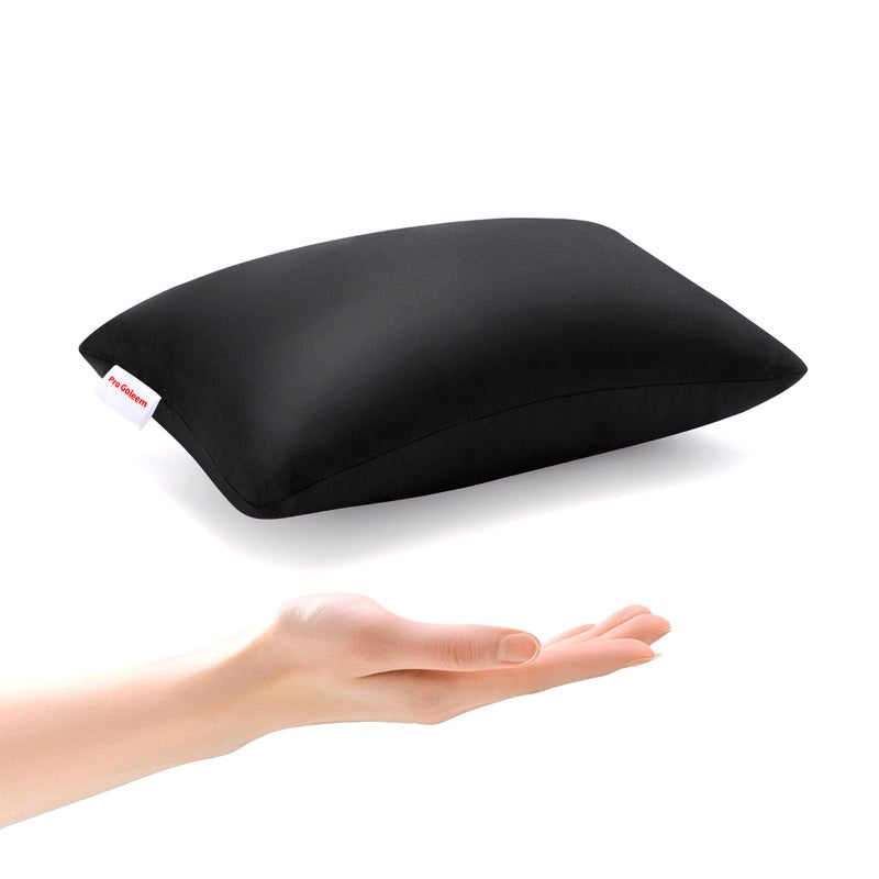 Pro Goleem Small Pillow 11’’x6’’x2.5’’ for Camping and Traveling with Name Tag Mini Tiny Pillow for Kids Sleeping and Chair Car Air Nap Neck Lumbar Knee Rest Pillows, Black - Image 1