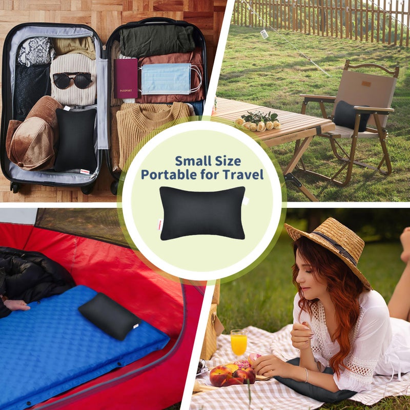 Pro Goleem Small Pillow 11’’x6’’x2.5’’ for Camping and Traveling with Name Tag Mini Tiny Pillow for Kids Sleeping and Chair Car Air Nap Neck Lumbar Knee Rest Pillows, Black - Image 3