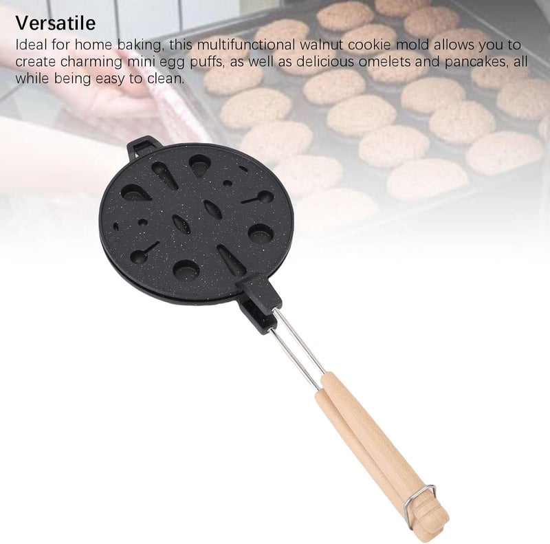 Small apartment fit Walnut Cookie Mold Maker, 12 Holes Aluminum Alloy Non Stick Cookie Presses Biscuit Maker with Wooden Handle for Baking (Black) Non sticky surface Comfort grip Gulf climate fit Rack friendly Licensed warehouse stored goods Budget friendly trendy design Fixed delivery schedule Modern practical shape Single & bulk use compatible Multi-style matching design Labor saving optimized design Ready varied options Multi-use well optimized build Versatile application Periodic restock local Repeated use trusted quality Diverse purchase options Regional central warehouse stock Elegant practical multi-option build Wear resistant upgraded material Dust tight seal Global standard quality Narrow & wide space compatible Upgraded simple practical design - Image 2