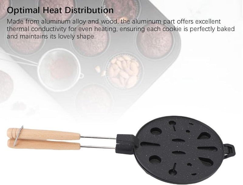 Small apartment fit Walnut Cookie Mold Maker, 12 Holes Aluminum Alloy Non Stick Cookie Presses Biscuit Maker with Wooden Handle for Baking (Black) Non sticky surface Comfort grip Gulf climate fit Rack friendly Licensed warehouse stored goods Budget friendly trendy design Fixed delivery schedule Modern practical shape Single & bulk use compatible Multi-style matching design Labor saving optimized design Ready varied options Multi-use well optimized build Versatile application Periodic restock local Repeated use trusted quality Diverse purchase options Regional central warehouse stock Elegant practical multi-option build Wear resistant upgraded material Dust tight seal Global standard quality Narrow & wide space compatible Upgraded simple practical design - Image 4