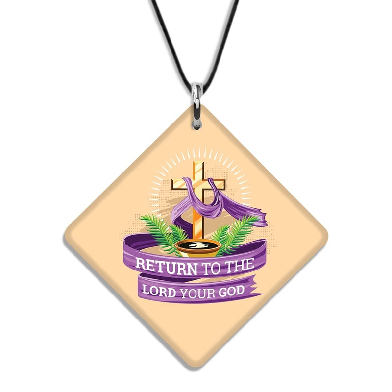 AR Creative Return to The Lord - Bible Verse Car Hanging for Decoration, Bible Quotes MDF Wooden Art, Bible Verse, Car Accessories, Wood Hanger (4.38 inch x 4.38 inch). - Image 1