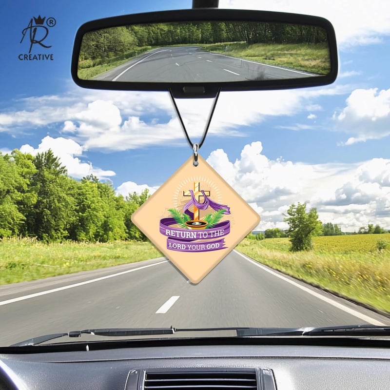 AR Creative Return to The Lord - Bible Verse Car Hanging for Decoration, Bible Quotes MDF Wooden Art, Bible Verse, Car Accessories, Wood Hanger (4.38 inch x 4.38 inch). - Image 2