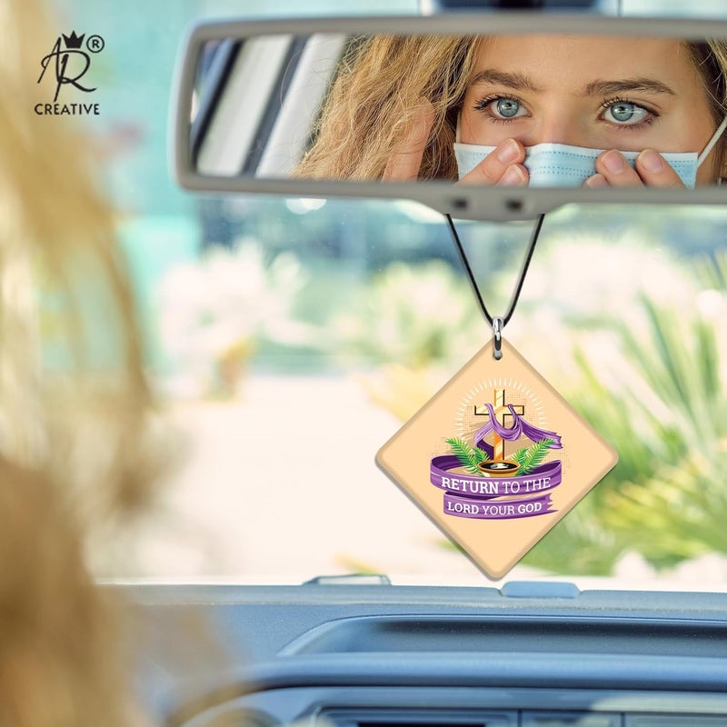 AR Creative Return to The Lord - Bible Verse Car Hanging for Decoration, Bible Quotes MDF Wooden Art, Bible Verse, Car Accessories, Wood Hanger (4.38 inch x 4.38 inch). - Image 3