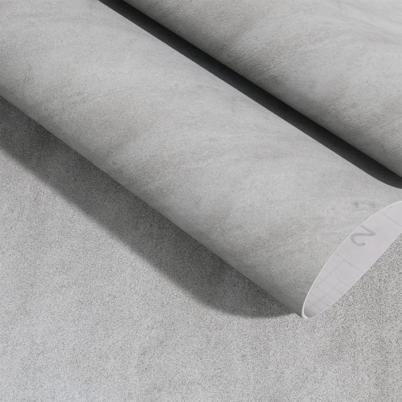 Bumoo Gray-Beige Limewash Wallpaper Peel and Stick 16'' x 354'' Silver Plaster Concrete Contact Paper Self Adhesive Waterproof Beige Matte Limestone Textured PVC Removable Vinyl for Bedroom Kitchen Bathroom - Image 3