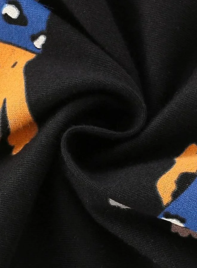 YUNIQEE Black Printed Long Sleeve Crew Neck T-Shirt