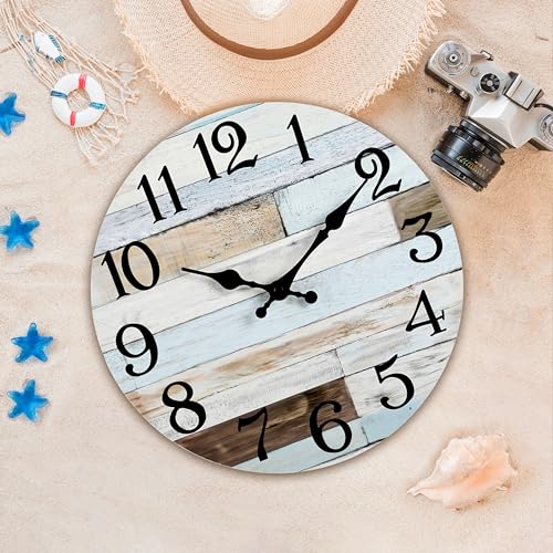 KECYET Wall Clock Battery Operated 10 Inch Silent Non-Ticking Coastal Country Style Decorative for Living Room, Kitchen, Home,Bathroom, Bedroom, Laundry Room - Image 4