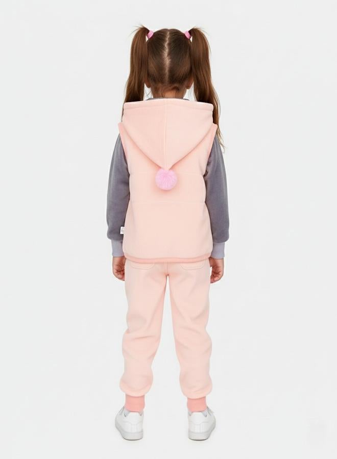 babyqlo Winter Reindeer Tracksuit With Hooded Vest - Image 2