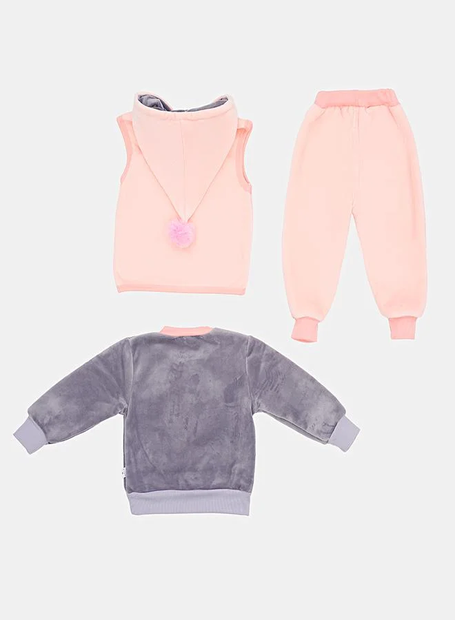 babyqlo Winter Reindeer Tracksuit With Hooded Vest