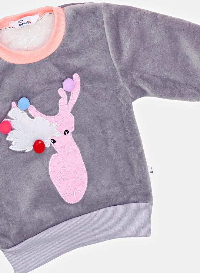babyqlo Winter Reindeer Tracksuit With Hooded Vest