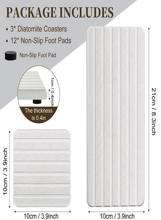 Ankzon 3 PCS Premium Diatomite Coasters with Grooved Design - Thirsty Absorbent Stone Tray for Soaps Dish, Plants, Toiletries - Keep Bathroom & Kitchen Counter Top Dry & Tidy (8.3 x 3.9 & 3.9 x 3.9 Inches) - Image 2