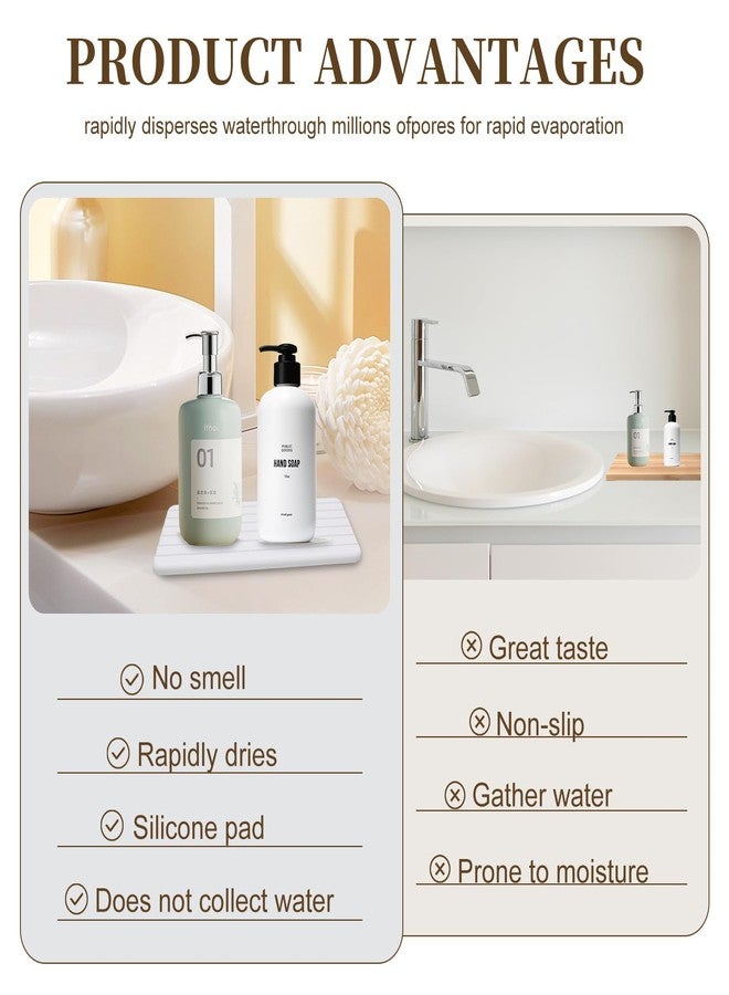 Ankzon 3 PCS Premium Diatomite Coasters with Grooved Design - Thirsty Absorbent Stone Tray for Soaps Dish, Plants, Toiletries - Keep Bathroom & Kitchen Counter Top Dry & Tidy (8.3 x 3.9 & 3.9 x 3.9 Inches) - Image 5