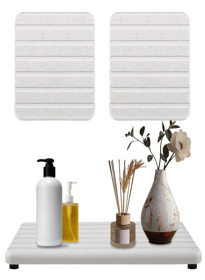Ankzon 3 PCS Premium Diatomite Coasters with Grooved Design - Thirsty Absorbent Stone Tray for Soaps Dish, Plants, Toiletries - Keep Bathroom & Kitchen Counter Top Dry & Tidy (8.3 x 3.9 & 3.9 x 3.9 Inches) - Image 1