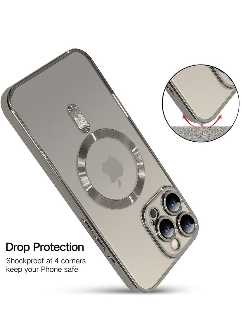 TIGER iPhone 16 Pro Magnetic Case with Built-in Camera Lens Protector – MagSafe Compatible Slim Clear Cover, Soft TPU Anti-Scratch Shockproof Protective Phone Case, Natural Titanium Finish, Lightweight, Durable, Designed for Women & Men - Image 5