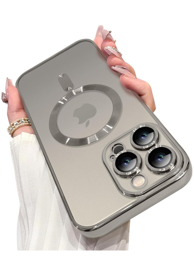 TIGER iPhone 16 Pro Magnetic Case with Built-in Camera Lens Protector – MagSafe Compatible Slim Clear Cover, Soft TPU Anti-Scratch Shockproof Protective Phone Case, Natural Titanium Finish, Lightweight, Durable, Designed for Women & Men - Image 1