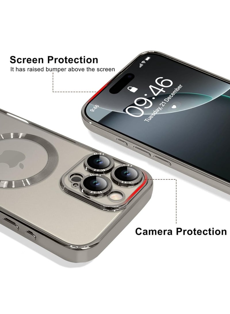 TIGER iPhone 16 Pro Magnetic Case with Built-in Camera Lens Protector – MagSafe Compatible Slim Clear Cover, Soft TPU Anti-Scratch Shockproof Protective Phone Case, Natural Titanium Finish, Lightweight, Durable, Designed for Women & Men - Image 3