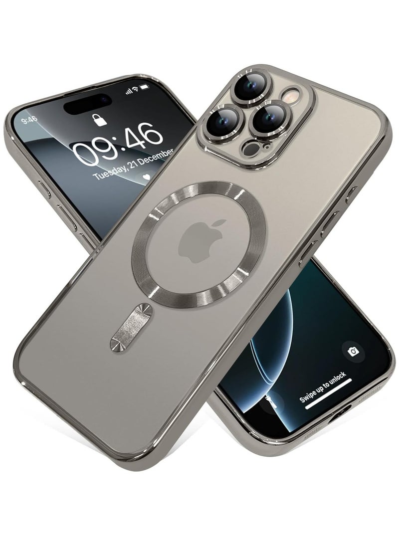 TIGER iPhone 16 Pro Magnetic Case with Built-in Camera Lens Protector – MagSafe Compatible Slim Clear Cover, Soft TPU Anti-Scratch Shockproof Protective Phone Case, Natural Titanium Finish, Lightweight, Durable, Designed for Women & Men - Image 4