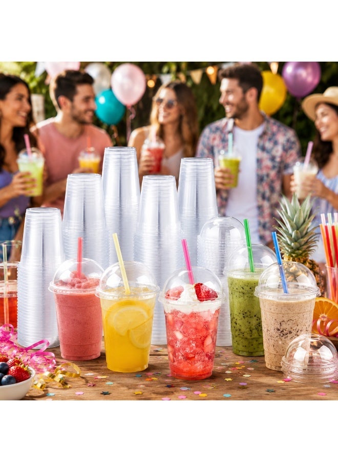 vsell24 50pcs-16oz Clear Plastic Cups with Dome Lids – Disposable Cups for Smoothies, Iced Coffee, Milkshakes, Juice & Cold Drinks – Ideal for Parties, Events, Cafes & Takeaway Use - Image 5
